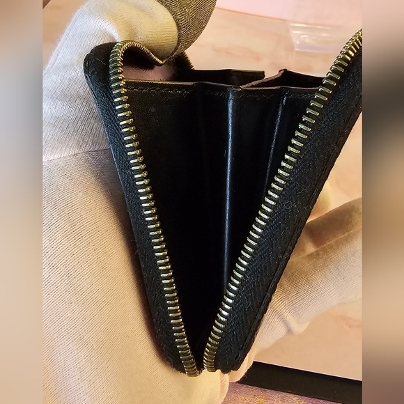 CELINE Vintage Macadam Coin Case Wallet Leather Black Brown - Picture 11 of 16